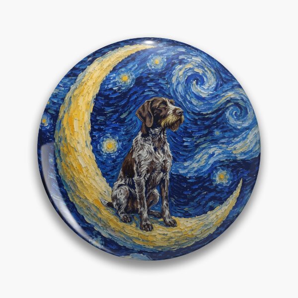 Item preview, Funny German Wirehaired Pointer Starry Night Painting Cute Moon Stars Mom Dad Kids designed and sold by FurryHavenPH.