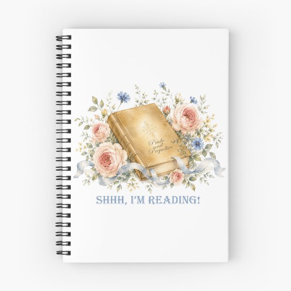 Item preview, Pride & Prejudice Shhh I'm reading Floral watercolor Book lover designed and sold by Anne Londez Studio.