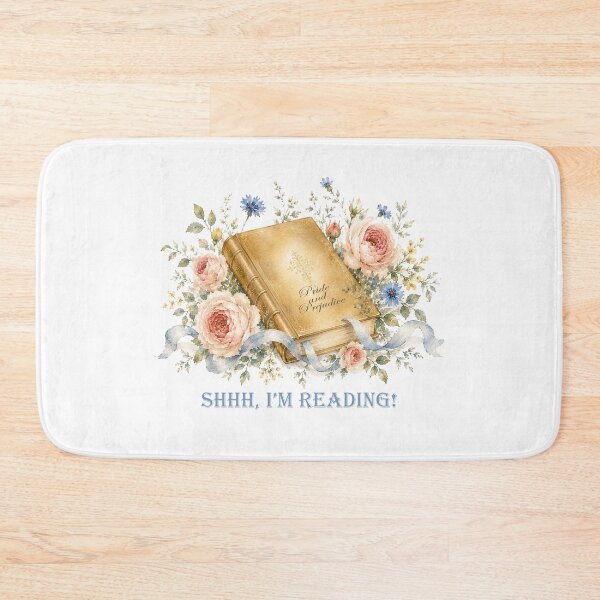 Item preview, Pride & Prejudice Shhh I'm reading Floral watercolor Book lover designed and sold by Anne Londez Studio.