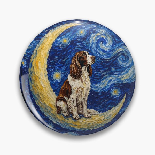 Item preview, Funny English Springer Spaniel Starry Night Painting Cute Moon Stars Mom Dad Kids designed and sold by FurryHavenPH.