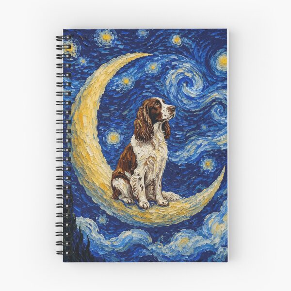 Item preview, Funny English Springer Spaniel Starry Night Painting Cute Moon Stars Mom Dad Kids designed and sold by FurryHavenPH.
