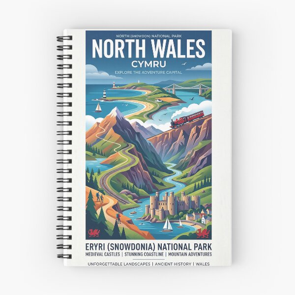 Item preview, Vintage North Wales Travel Poster designed and sold by ArtworkNorth.