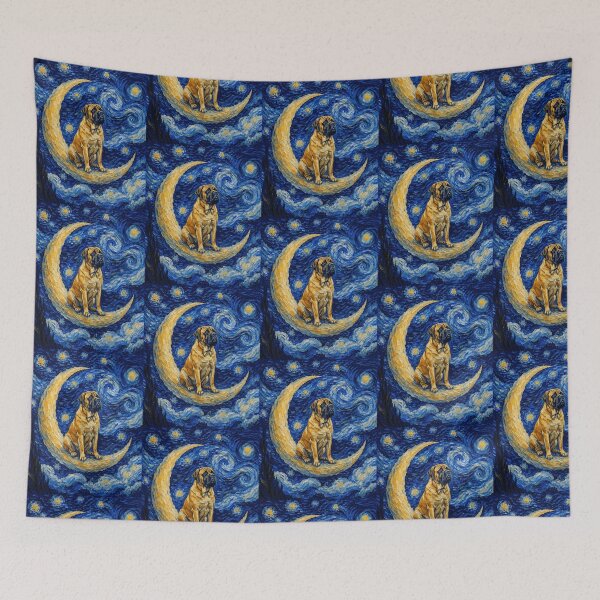 Item preview, Funny English Mastiff Starry Night Painting Cute Moon Stars Mom Dad Kids designed and sold by FurryHavenPH.