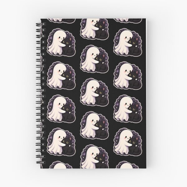 Item preview, Spooky Ghost Hugging Black Cat – Cute Halloween Kawaii Sticker designed and sold by SakuraHQ.