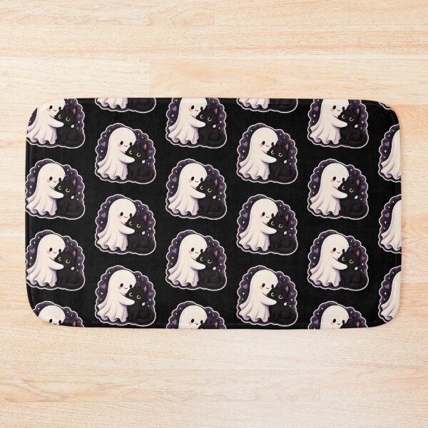 Item preview, Spooky Ghost Hugging Black Cat – Cute Halloween Kawaii Sticker designed and sold by SakuraHQ.