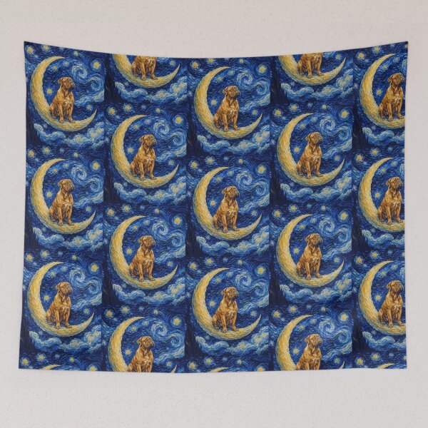 Item preview, Funny Dogue de Bordeaux Starry Night Painting Cute Moon Stars Mom Dad Kids designed and sold by FurryHavenPH.