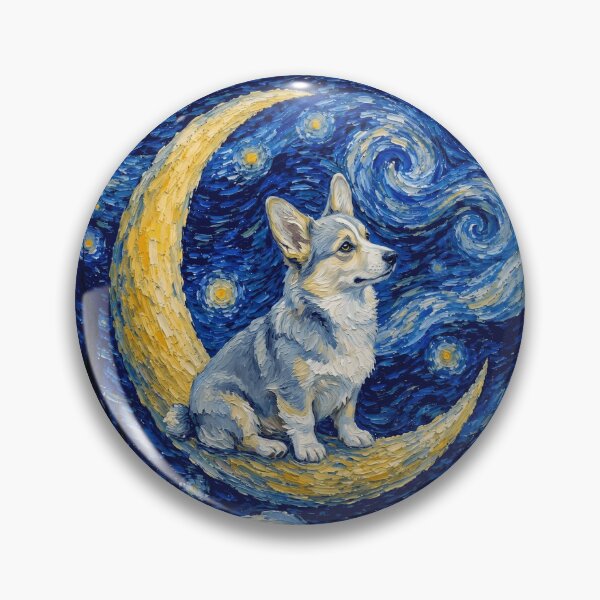 Item preview, Funny Dilute Tricolor Corgi Starry Night Painting Cute Moon Stars Mom Dad Kids designed and sold by FurryHavenPH.