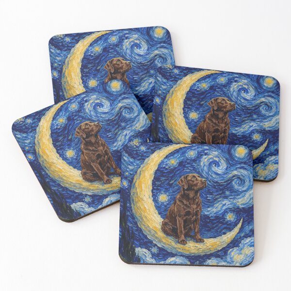 Item preview, Funny Chocolate Labrador Starry Night Painting Cute Moon Stars Mom Dad Kids designed and sold by FurryHavenPH.