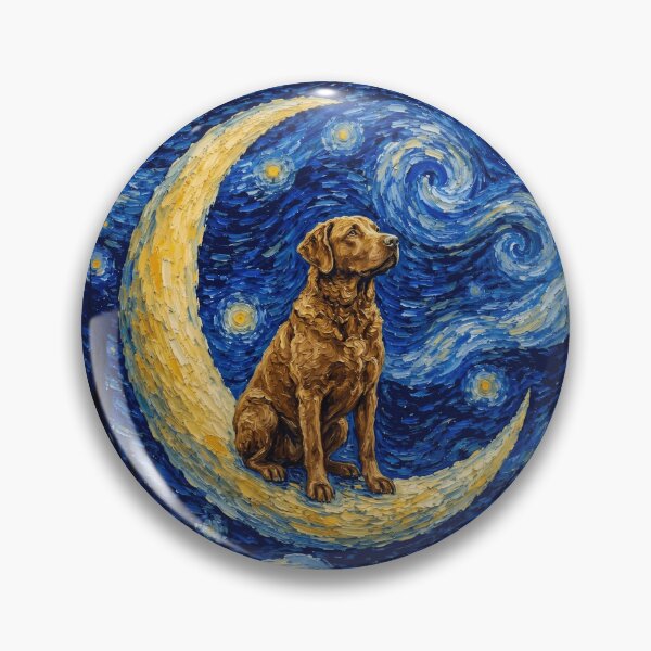 Item preview, Funny Chesapeake Bay Retriever Starry Night Painting Cute Moon Stars Mom Dad Kids designed and sold by FurryHavenPH.