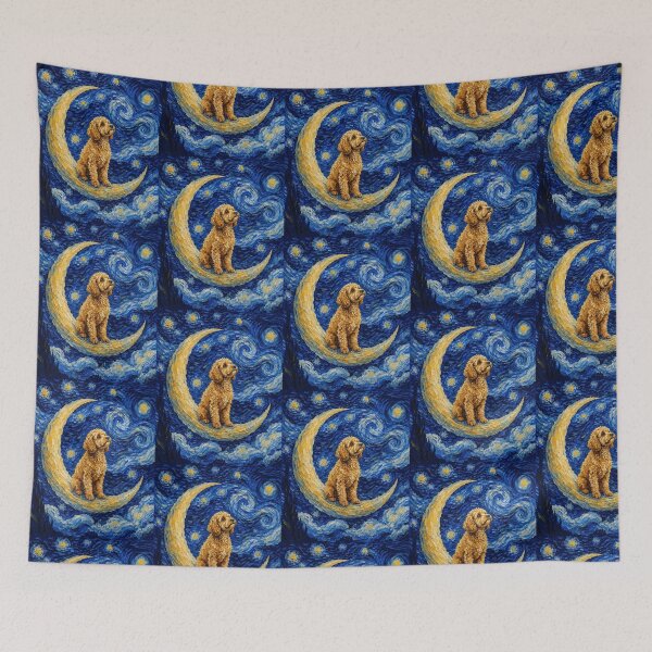 Item preview, Funny Cavapoo Starry Night Painting Cute Moon Stars Mom Dad Kids designed and sold by FurryHavenPH.