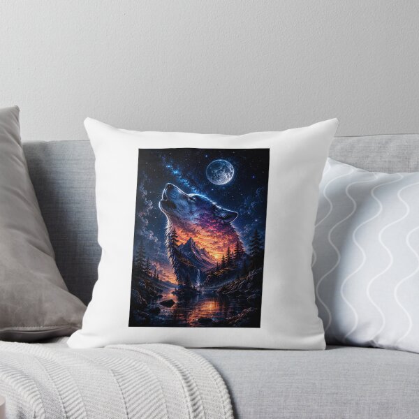 Item preview, Echoes of the Wild: Howling Wolf Mountain Sunset Double Exposure designed and sold by Ak-art-shop.
