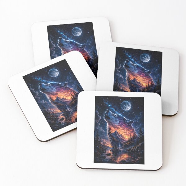 Item preview, Echoes of the Wild: Howling Wolf Mountain Sunset Double Exposure designed and sold by Ak-art-shop.