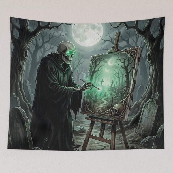 Item preview, The Grim Reaper is painting a picture in the cemetery. Night of the Living Dead. designed and sold by MagelliShop.