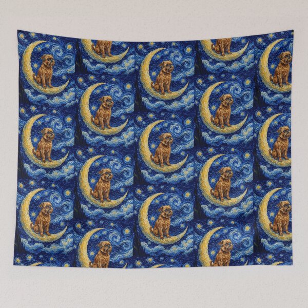 Item preview, Funny Brussels Griffon Starry Night Painting Cute Moon Stars Mom Dad Kids designed and sold by FurryHavenPH.