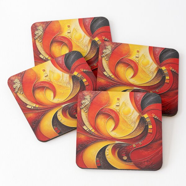 Item preview, Golden Swirls of Red Abstract Art designed and sold by Harmonic_Layers.
