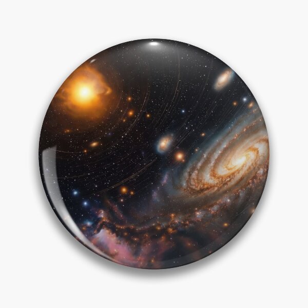 Item preview, Majestic Deep Space Galaxy Wall Art Glowing Golden Spiral Nebula with Star Clusters and Orbital Ring Phenomenon Painting Print designed and sold by SurfaceCraft Studio.