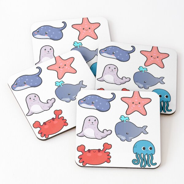 Item preview, Cute Kawaii Sea Animals Sticker Set designed and sold by marwa-world.