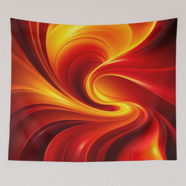 Item preview, Fiery Red and Gold Abstract Waves designed and sold by Harmonic_Layers.