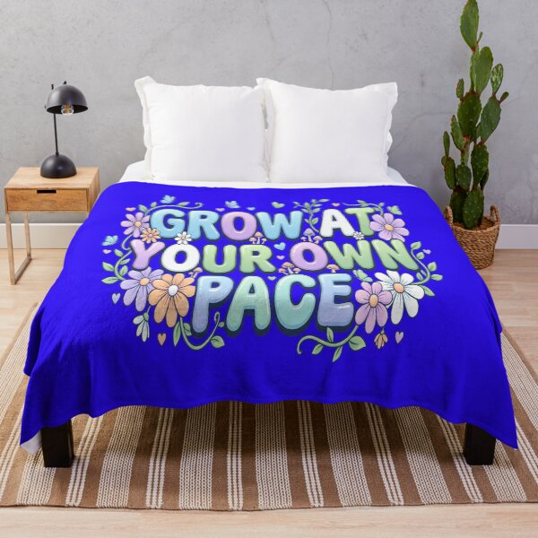 Item preview, Grow at Your Own Pace Floral Inspirational Quote designed and sold by Soft Strength Studio.