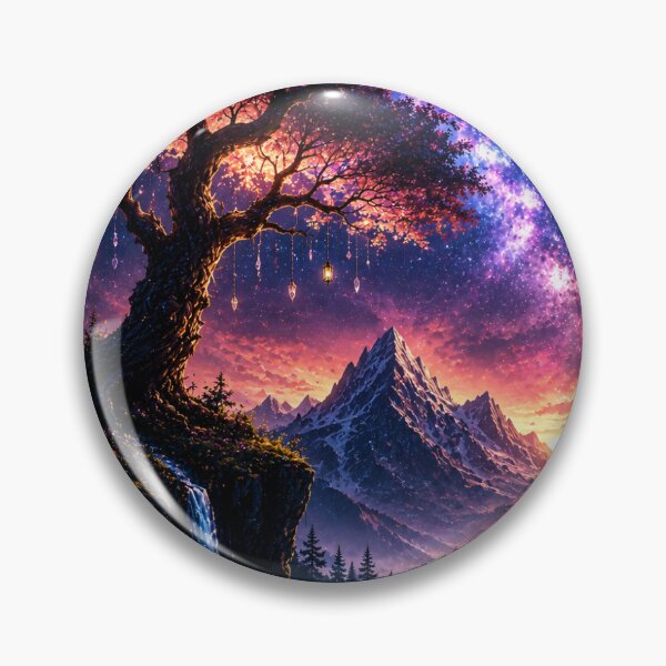 Item preview, Tree of Dreams: Cosmic Night and Sunset Mountain Landscape designed and sold by Ak-art-shop.