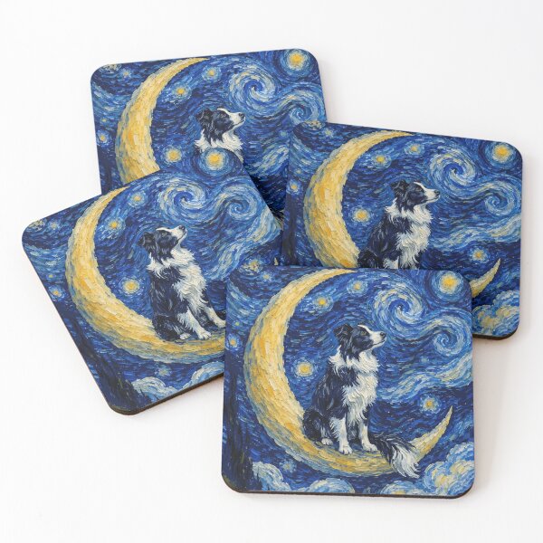 Item preview, Funny Border Collie Starry Night Painting Cute Moon Stars Mom Dad Kids designed and sold by FurryHavenPH.