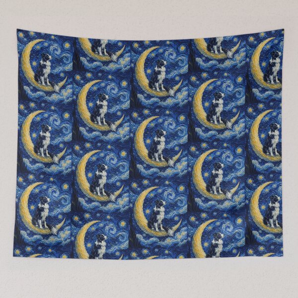 Item preview, Funny Border Collie Starry Night Painting Cute Moon Stars Mom Dad Kids designed and sold by FurryHavenPH.