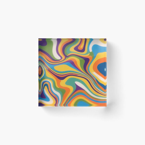Item preview, Vibrant Psychedelic Retro 70s Liquid Marble Swirl Wall Art Colorful Groovy Abstract Waves Pattern Print in Rainbow Tones designed and sold by SurfaceCraft Studio.