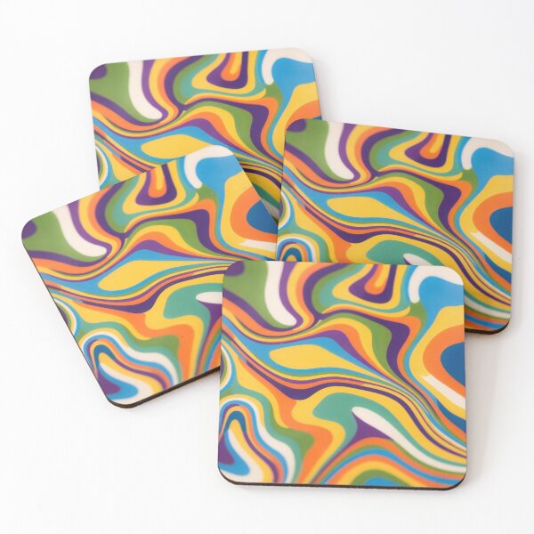 Item preview, Vibrant Psychedelic Retro 70s Liquid Marble Swirl Wall Art Colorful Groovy Abstract Waves Pattern Print in Rainbow Tones designed and sold by SurfaceCraft Studio.