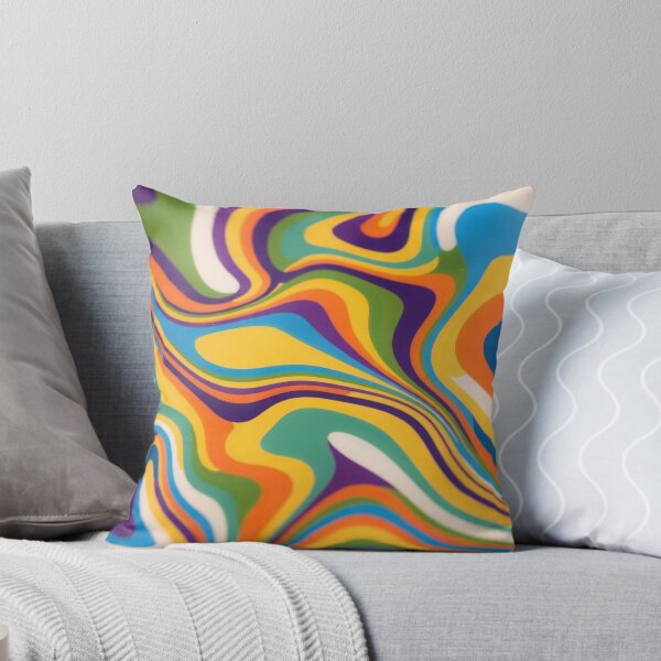 Item preview, Vibrant Psychedelic Retro 70s Liquid Marble Swirl Wall Art Colorful Groovy Abstract Waves Pattern Print in Rainbow Tones designed and sold by SurfaceCraft Studio.