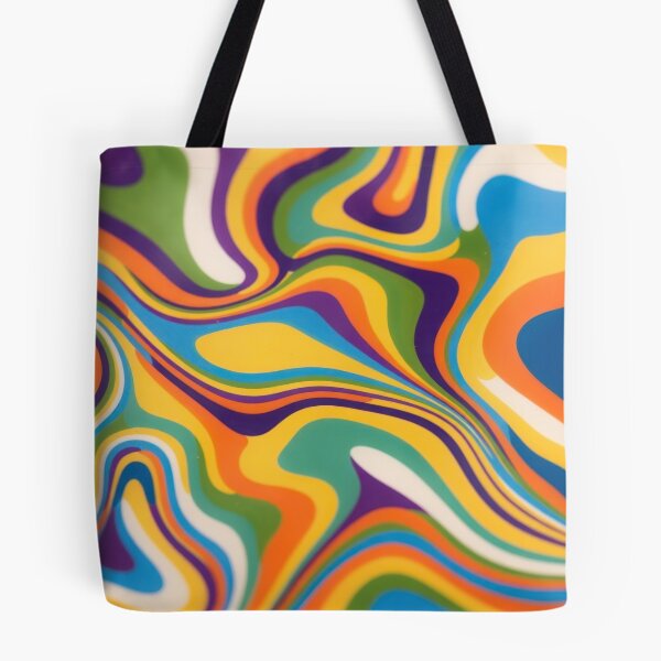 Item preview, Vibrant Psychedelic Retro 70s Liquid Marble Swirl Wall Art Colorful Groovy Abstract Waves Pattern Print in Rainbow Tones designed and sold by SurfaceCraft Studio.