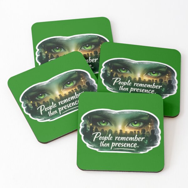 Item preview, People Remember Their Presence Green Emerald Eyes Quote Sticker designed and sold by Scro-Ciob-Shop.