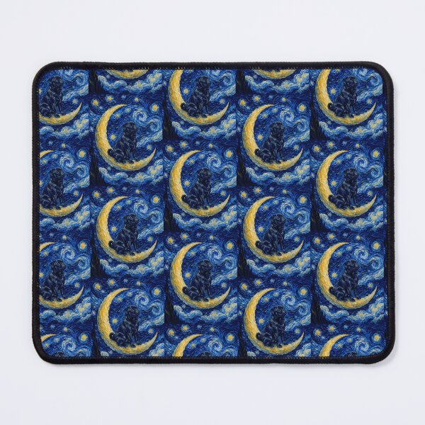 Item preview, Funny Black Pug Starry Night Painting Cute Moon Stars Mom Dad Kids designed and sold by FurryHavenPH.