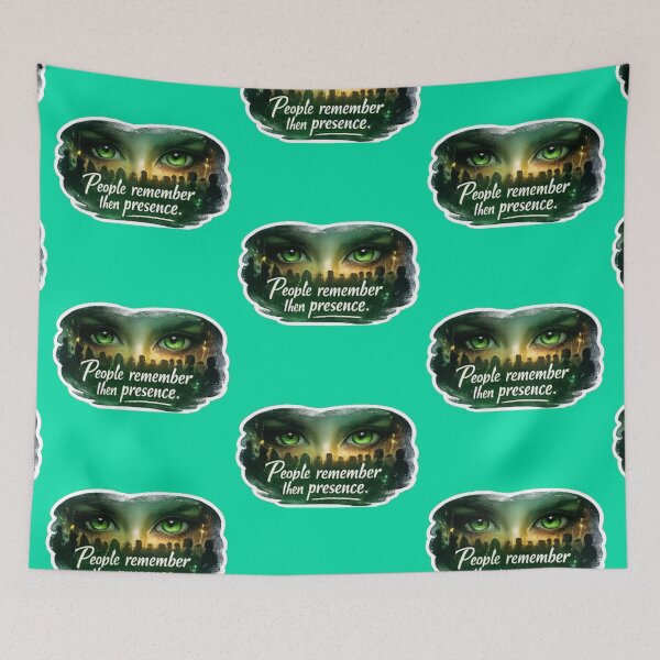 Item preview, People Remember Their Presence Green Emerald Eyes Quote Sticker designed and sold by Scro-Ciob-Shop.