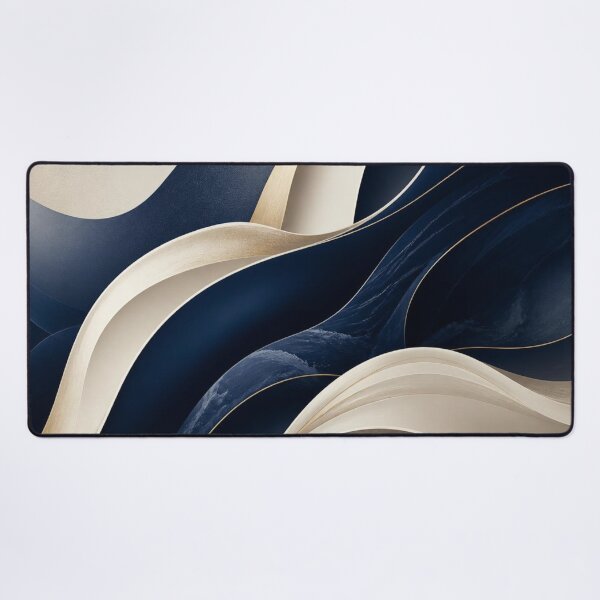 Item preview, Elegant Navy and Gold Swirling Abstract Waves designed and sold by Harmonic_Layers.