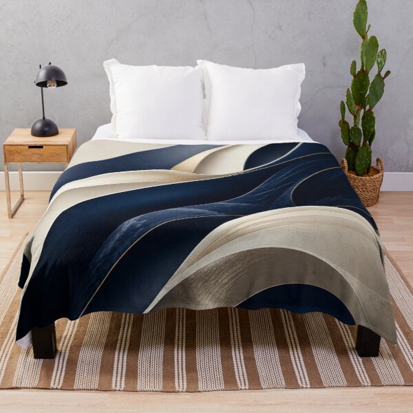 Item preview, Elegant Navy and Gold Swirling Abstract Waves designed and sold by Harmonic_Layers.