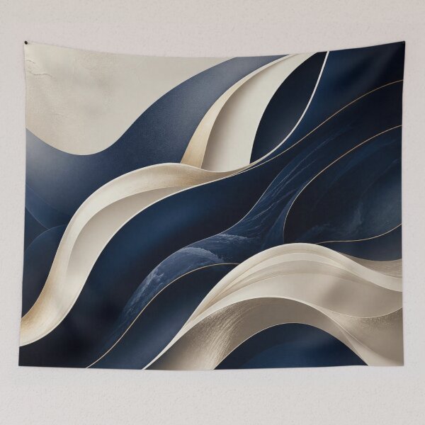 Item preview, Elegant Navy and Gold Swirling Abstract Waves designed and sold by Harmonic_Layers.