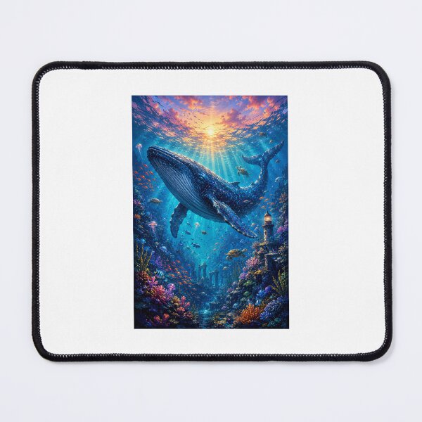 Item preview, Majestic Realm: Cosmic Whale Underwater Sunset Artwork designed and sold by Ak-art-shop.
