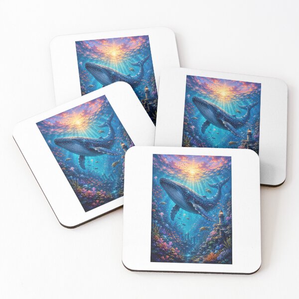 Item preview, Majestic Realm: Cosmic Whale Underwater Sunset Artwork designed and sold by Ak-art-shop.