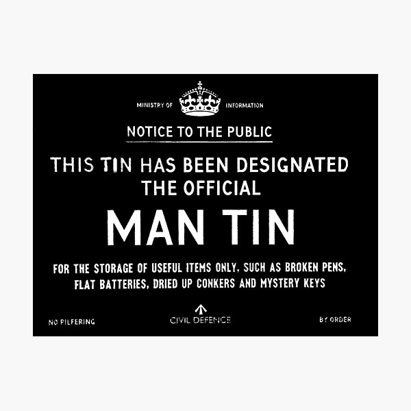 Item preview, Man Cave. Man Tin. Men`s stuff designed and sold by KALEIDOSCOPE UK.
