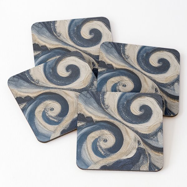 Item preview, Navy and Cream Textured Swirl Abstract Art designed and sold by Harmonic_Layers.