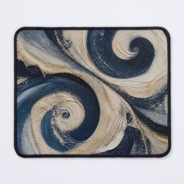 Item preview, Navy and Cream Textured Swirl Abstract Art designed and sold by Harmonic_Layers.