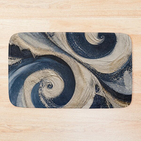 Item preview, Navy and Cream Textured Swirl Abstract Art designed and sold by Harmonic_Layers.