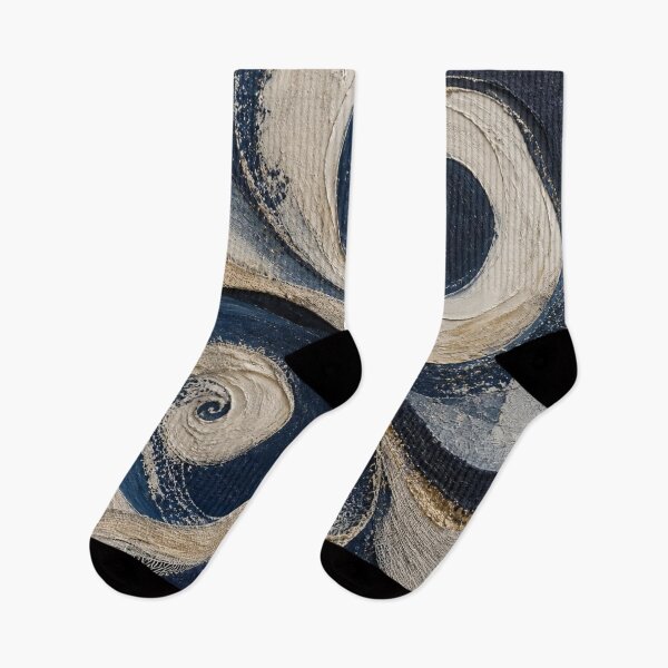 Item preview, Navy and Cream Textured Swirl Abstract Art designed and sold by Harmonic_Layers.