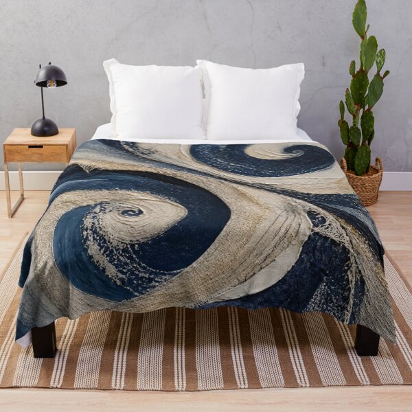 Item preview, Navy and Cream Textured Swirl Abstract Art designed and sold by Harmonic_Layers.