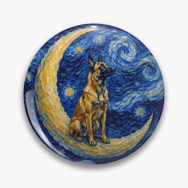 Item preview, Funny Belgian Malinois Starry Night Painting Cute Moon Stars Mom Dad Kids designed and sold by FurryHavenPH.