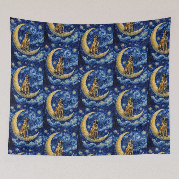 Item preview, Funny Belgian Malinois Starry Night Painting Cute Moon Stars Mom Dad Kids designed and sold by FurryHavenPH.
