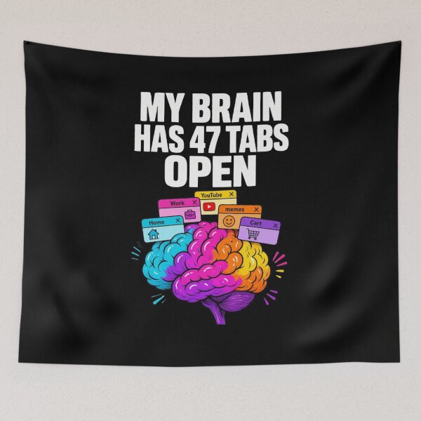 Item preview, My Brain Has 47 Tabs Open – Colorful ADHD T-Shirt designed and sold by HarriPaloma.