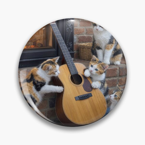 Item preview, Calico Kittens with an Acoustic Guitar designed and sold by Maria Dryfhout.