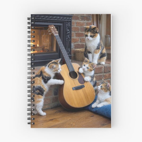 Item preview, Calico Kittens with an Acoustic Guitar designed and sold by Maria Dryfhout.