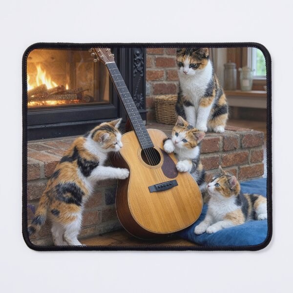 Item preview, Calico Kittens with an Acoustic Guitar designed and sold by Maria Dryfhout.